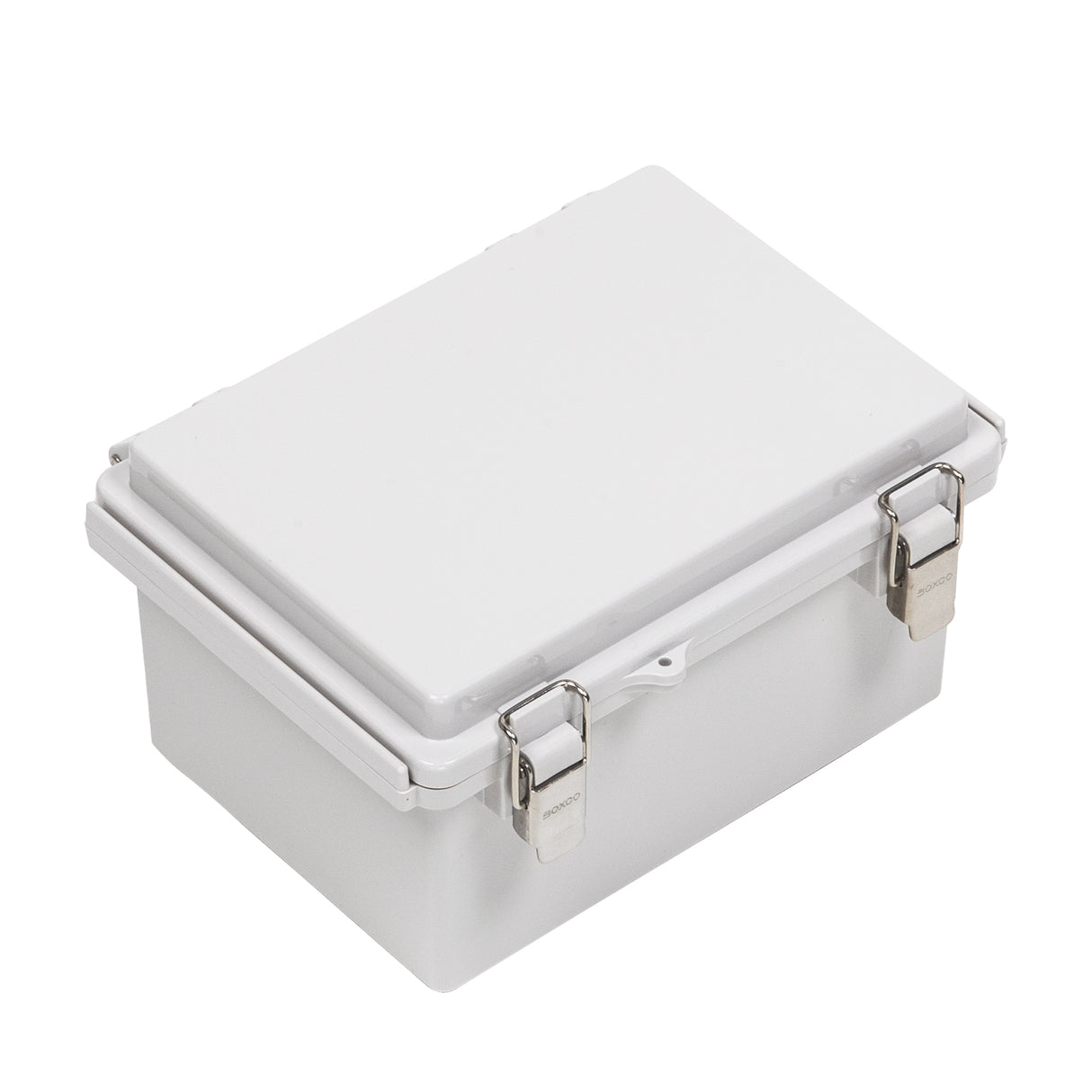 Boxco P-Series 135x185x100mm Plastic Enclosure, IP67, IK08, PC, Grey Cover, Molded Hinge and Latch Type - PHOTO 1