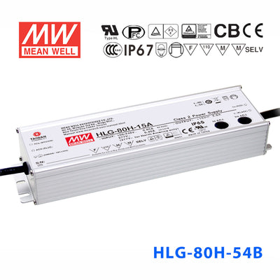Mean Well HLG-80H-54AB Power Supply 80W 54V - Adjustable and Dimmable 1.5A