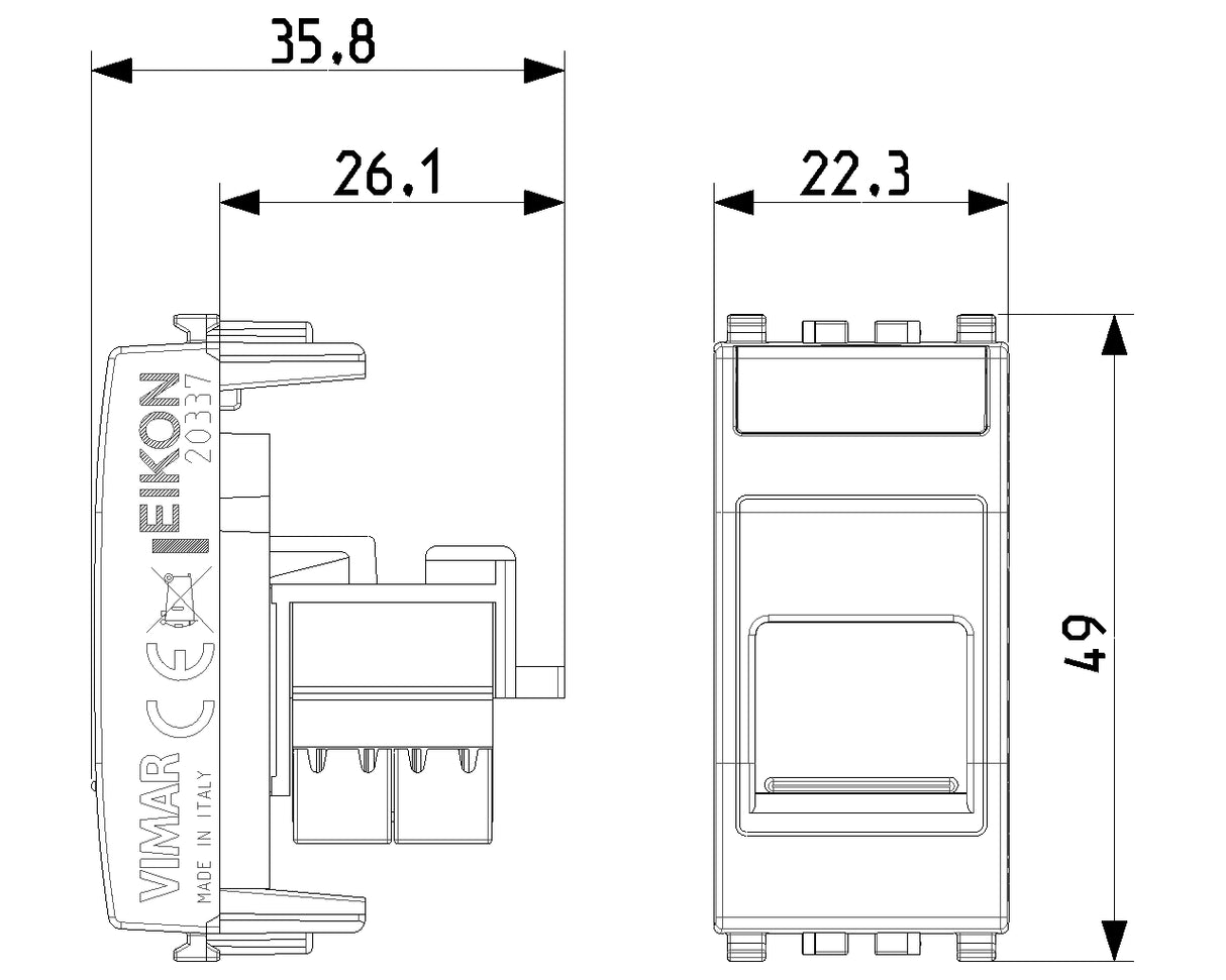Eikon RJ45 Cat 6 UTP Outlet With Cover Silver - PHOTO 3