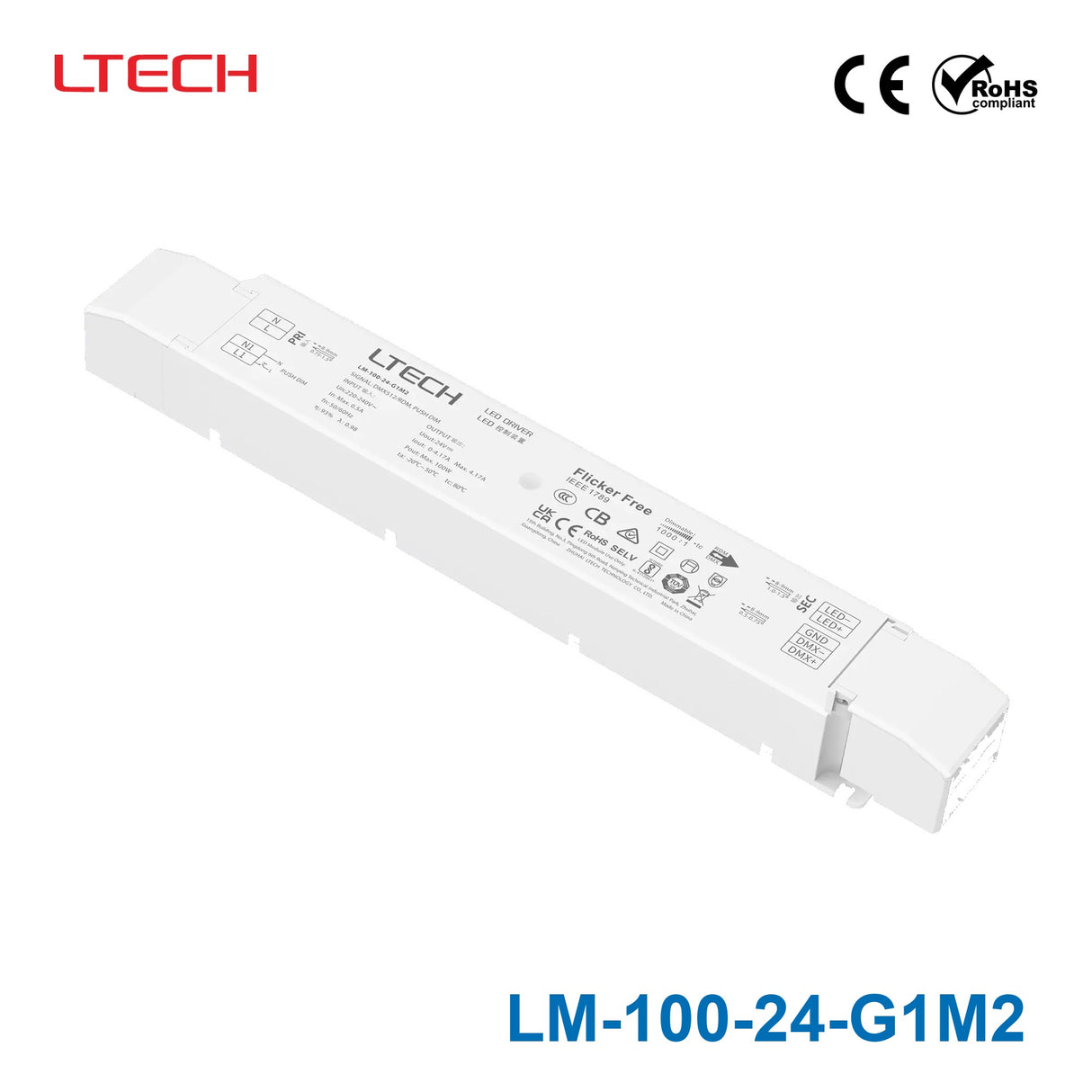 Ltech LM-100-24-G1M2 100W 24VDC CV DMX LED Driver - DMX dimmable 4.17A