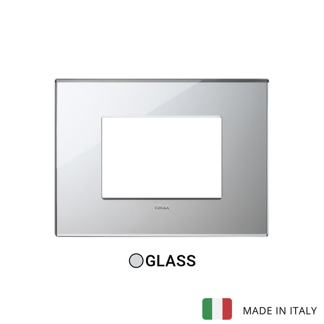 Vimar Eikon Plate 3M Mirror Glass Ice Silver