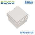 Boxco Q-Series 150x150x120mm Plastic Enclosure, IP67, IK08, ABS, Grey Cover, Hinge Type with Plate