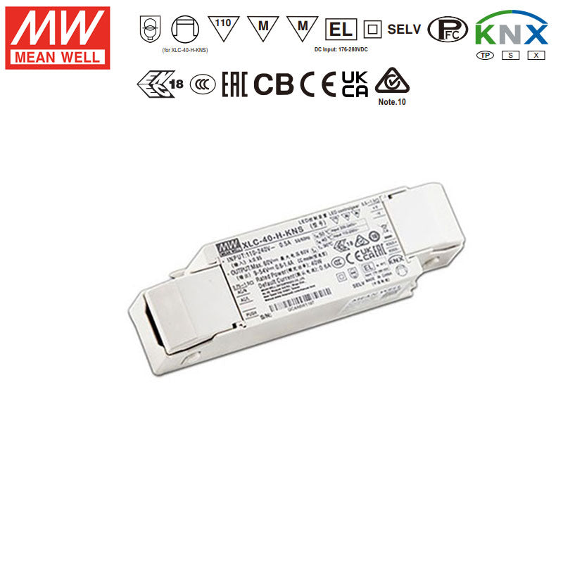 Mean Well XLC-40-H-KNS LED Driver 40W 9~54V Constant Power, Current Setting by Dip Switch, For KNX System, With Strain-Relief