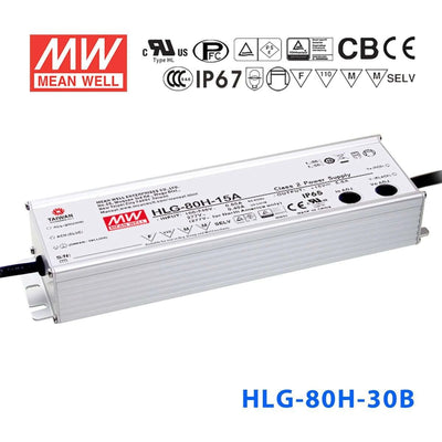 Mean Well HLG-80H-30B Power Supply 80W 30V - Dimmable 2.7A