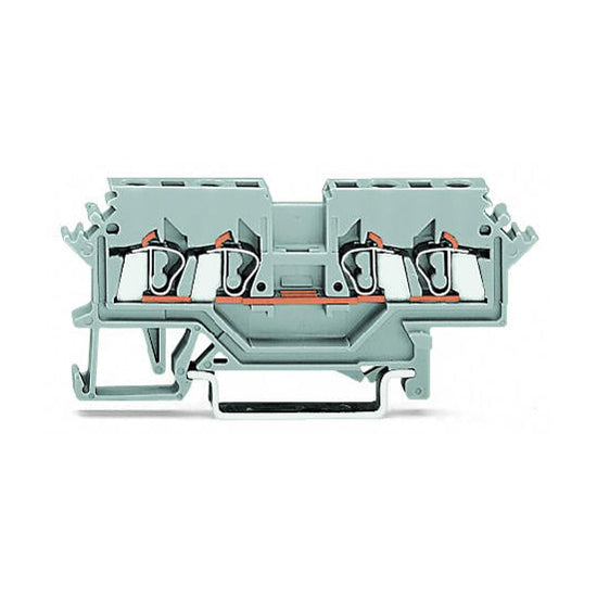 Wago 280-621 4-conductor Through Terminal Block 2.5mm² Lateral Marker Slots for DIN-rail CAGE CLAMP® Gray