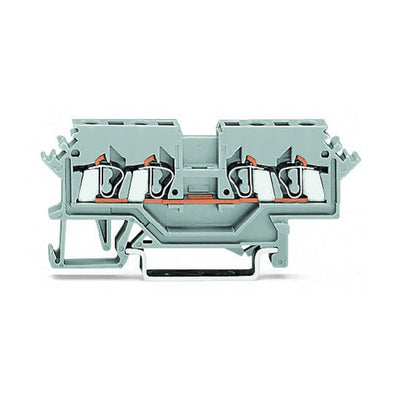 Wago 280-621 4-conductor Through Terminal Block 2.5mm² Lateral Marker Slots for DIN-rail CAGE CLAMP® Gray