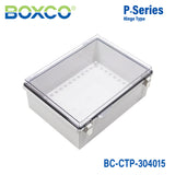 Boxco P-Series 300x400x150mm Plastic Enclosure, IP67, IK08, PC, Transparent Cover, Molded Hinge and Latch Type