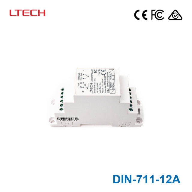 Ltech DIN-711-12A Din Rail  1-10V LED Controller 12A