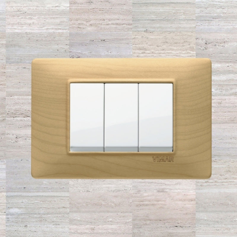 Vimar Plana Wood 3 Gang Switch - Wood Maple - 16A - PHOTO 4