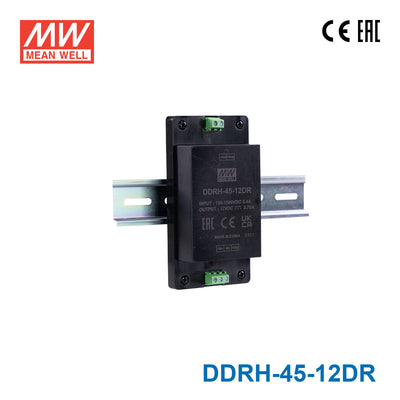 Mean Well DDRH-45-12DR Ultra Wide Input DC-DC Converter, 45W 12V, Din Rail Type 3.75A