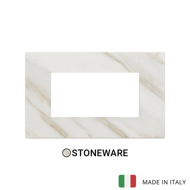 Vimar Eikon Plate 4M Marbl.Stoneware White Calacatta