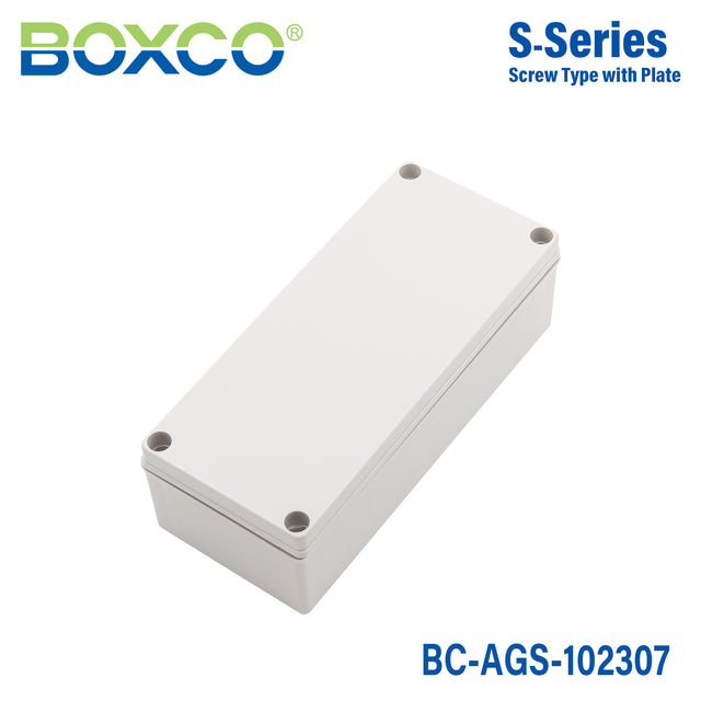 Boxco S-Series 100x230x70mm Plastic Enclosure, IP67, IK08, ABS, Grey Cover, Screw Type