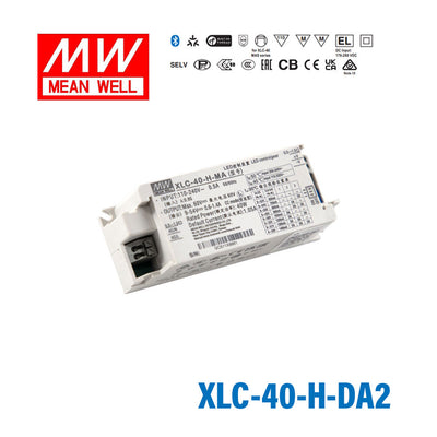 Mean Well XLC-40-H-DA2 LED Driver 40W 1050mA 9~54V Constant Power, DALI2 + Push Dimming, Current Setting by Dip Switch