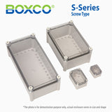 Boxco S-Series 100x185x70mm Plastic Enclosure, IP67, IK08, ABS, Transparent Cover, Screw Type