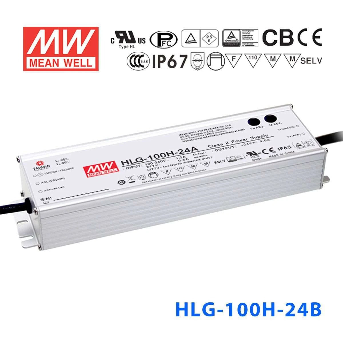 Mean Well HLG-100H-24B Power Supply 100W 24V - Dimmable