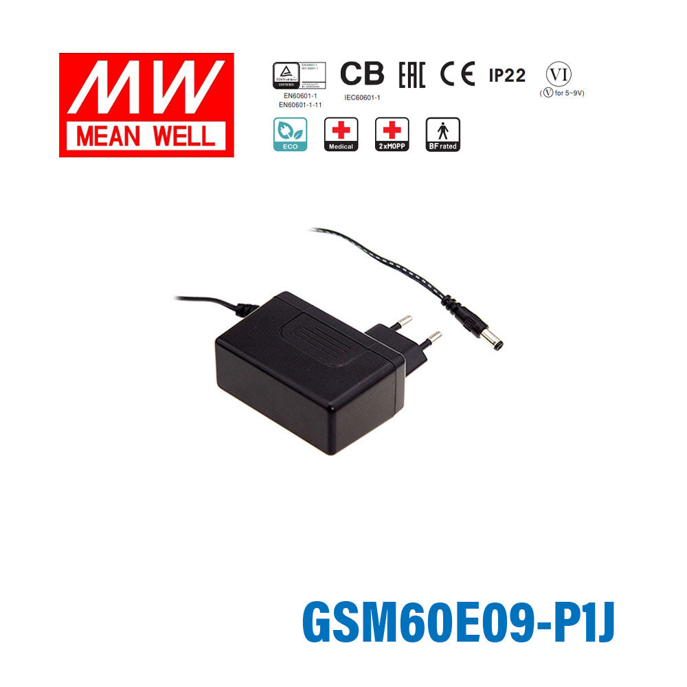 Mean Well GSM60E09-P1J Power 49.5W 9V 5.5A