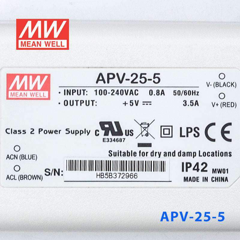 Mean Well APV-25-5 Power Supply 16W 5V - PHOTO 3