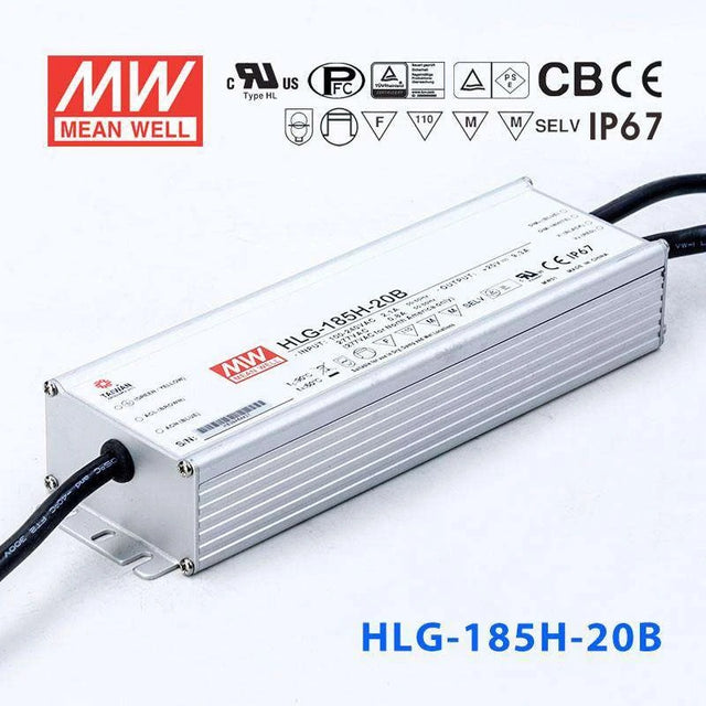 Mean Well HLG-185H-20B Power Supply 185W 20V- Dimmable 9.3A