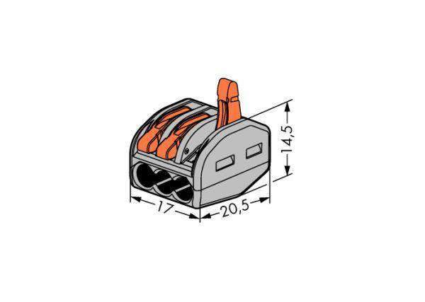 Wago 222-413 Compact Connector 3 Way - with Lever - PHOTO 1