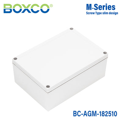 Boxco M-Series 180x255x100mm Plastic Enclosure, IP67, IK08, ABS, Grey Cover, Screw Type