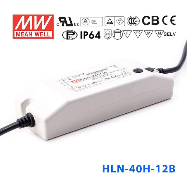 Mean Well HLN-40H-12B Power Supply 40W 12V - IP64, Dimmable 3.33A