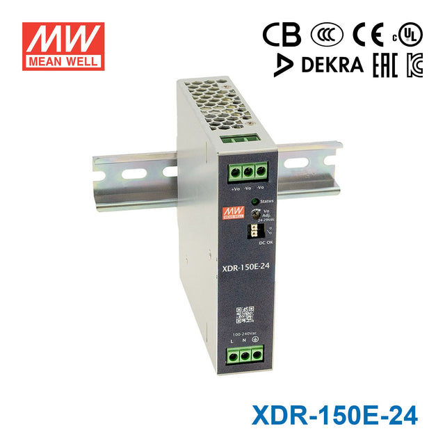 Mean Well XDR-150E-24 Economical Ultra Slim Din Rail Power Supply 156W 24V 5.2A