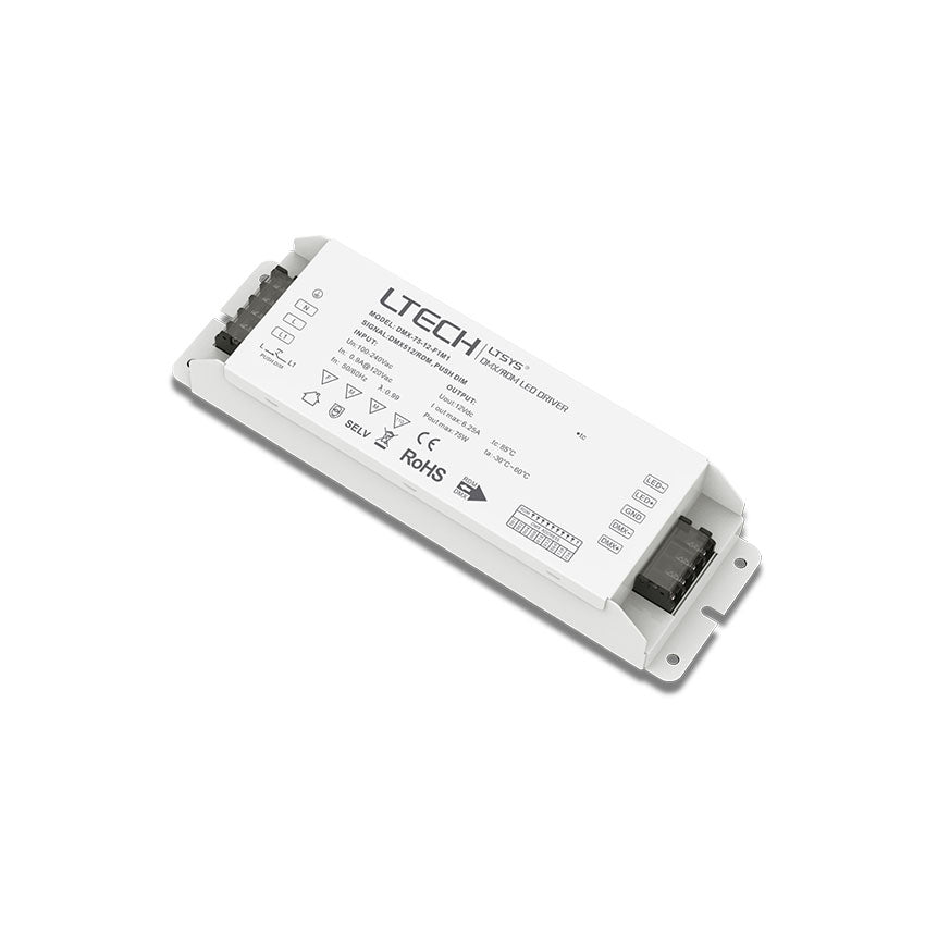 LTECH DMX-75-12-F1M1 75W 12VDC CV DMX LED Driver - DMX dimmable