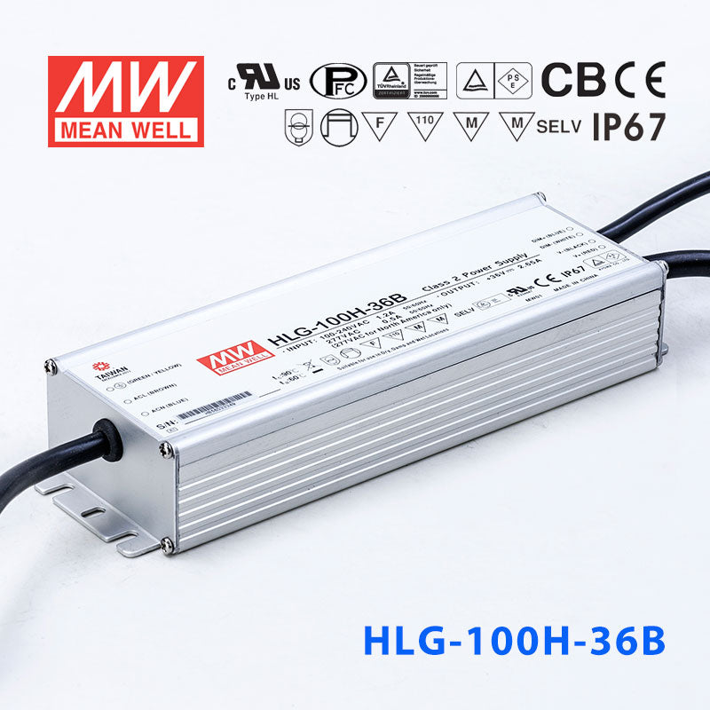 Mean Well HLG-100H-36AB Power Supply 100W 36V - Adjustable and Dimmable