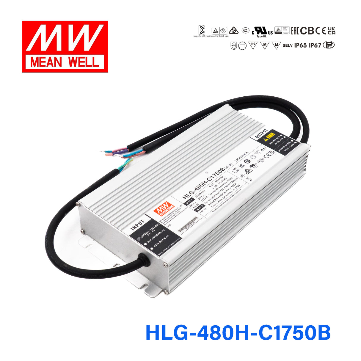 Mean Well HLG-480H-C1750B Power Supply 480W 1750mA - Dimmable