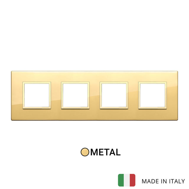 Vimar Eikon Evo Plate 8M (2+2+2+2) 71MM Aluminium Polished Gold w Gold Frame