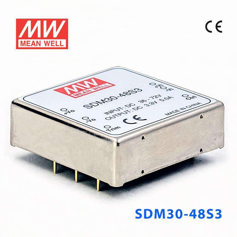Mean Well SDM30-48S3 DC-DC Converter - 16.5W - 36~72V in 3.3V out 5A
