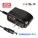 Mean Well GSM06U07-P1J Power Supply 06W 7.5V 800mA
