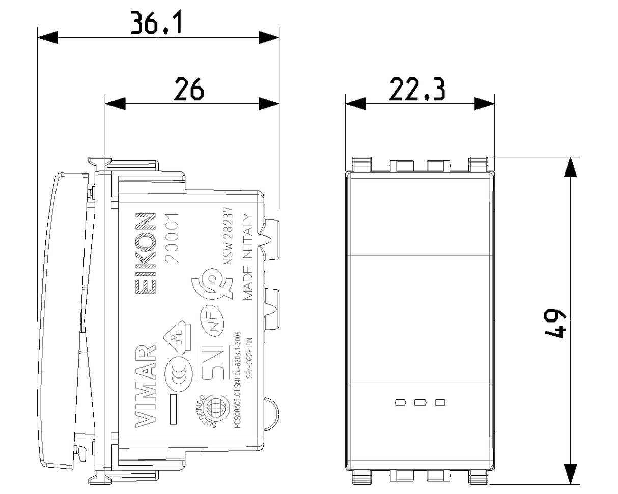 Vimar Eikon 1P 16AX 1-Way Switch Grey - PHOTO 1