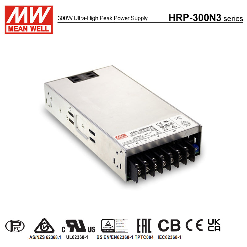 Mean Well HRP-300N3-24 Power Supply 336W 24V, 350% peak power model 14A