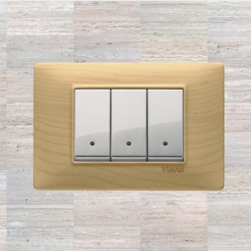 Vimar Plana Wood 3 Gang Switch - Wood Maple - 16A - PHOTO 3