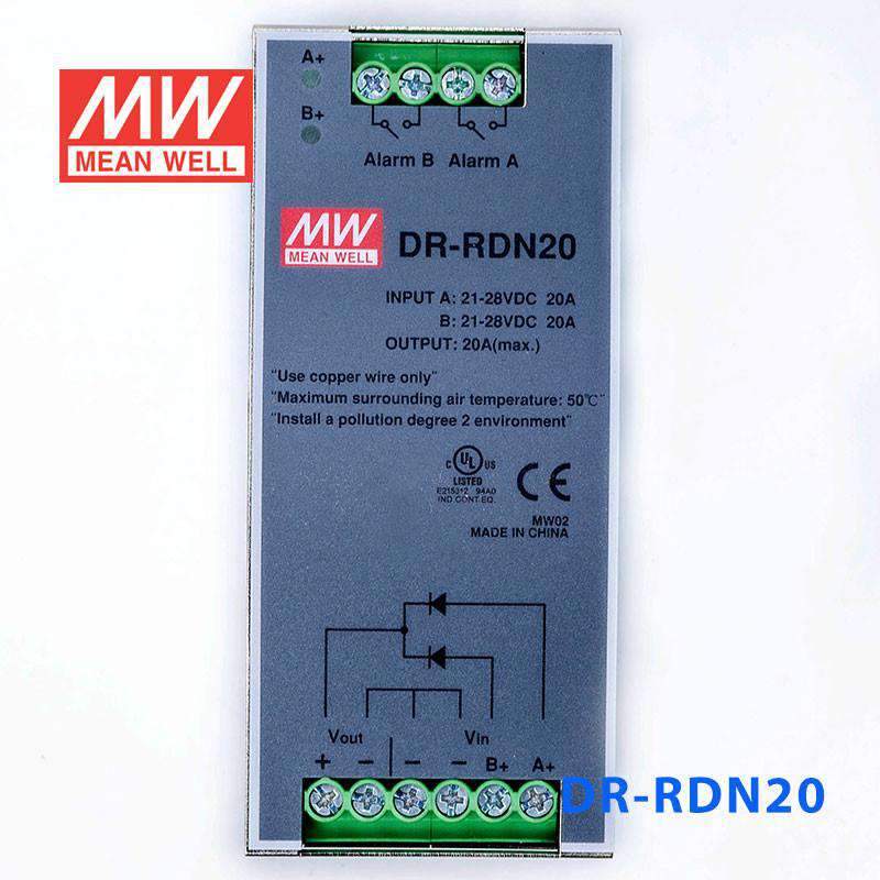 Mean Well DR-RDN20 Redundancy Module Power Supply 20A - DIN Rail - PHOTO 2