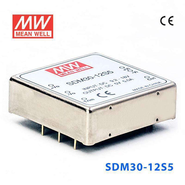 Mean Well SDM30-12S5 DC-DC Converter - 25W - 9.2~18V in 5V out 5A