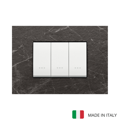 Vimar Eikon Marble 3 Gang Switch - Black Marquina - 16A