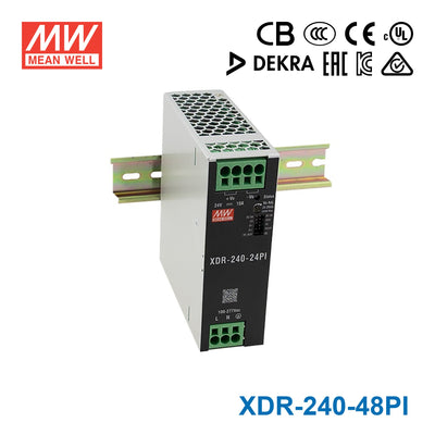 Mean Well XDR-240-48PI High-End Ultra Slim Industrial Din Rail Power Supply 240W 48V with Push In Connector 5A