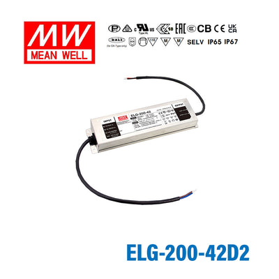 Mean Well ELG-200-42D2 AC-DC Single output LED Driver Mix Mode (CV+CC) with PFC 4.76A
