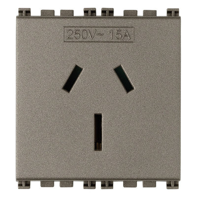 Vimar Arke 2P+E 15A Australian Sicury Outlet Aluminium