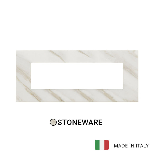 Vimar Eikon Exe Plate 7M Marbl Stoneware White Calacatta