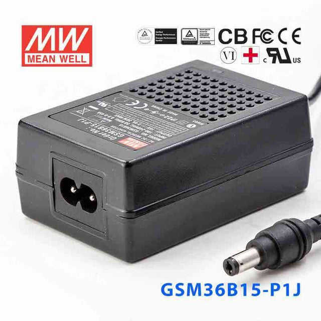 Mean Well GSM36B15-P1J Power Supply 36W 15V 2.4A