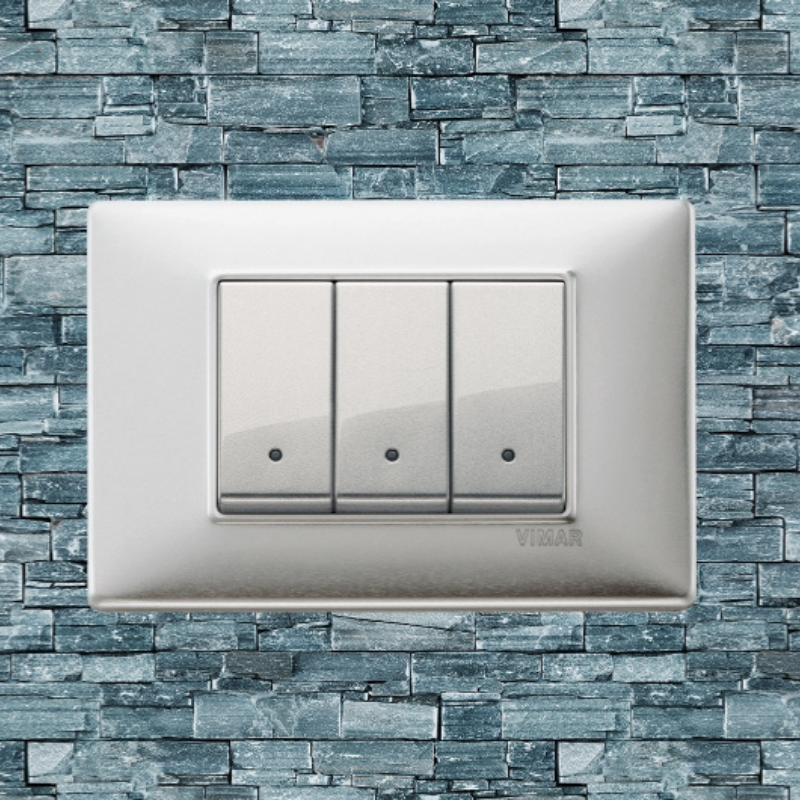 Vimar Plana Metal 3 Gang Switch - Brushed Aluminum - 16A - PHOTO 7