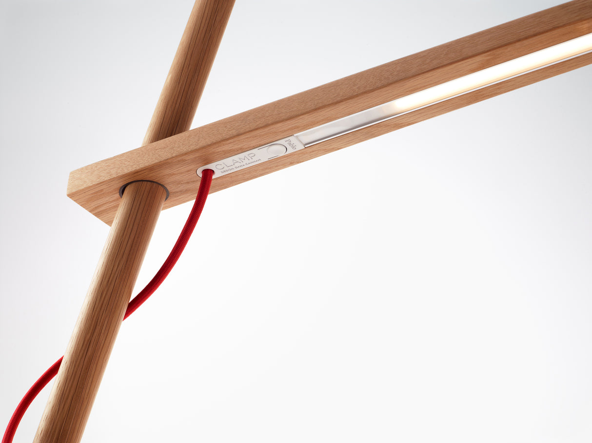 Pablo Floor Clamp Light 9W White Oak, Red Cable - PHOTO 3