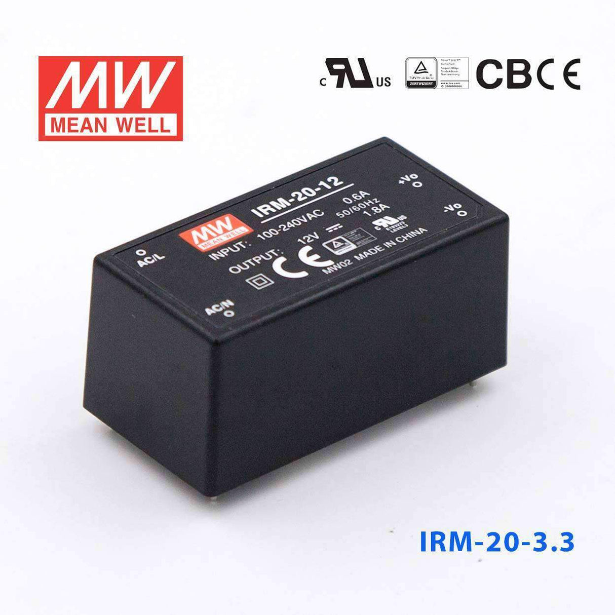 Mean Well IRM-20-3.3 Switching Power Supply 3W 3.3V 4.5A - Encapsulated