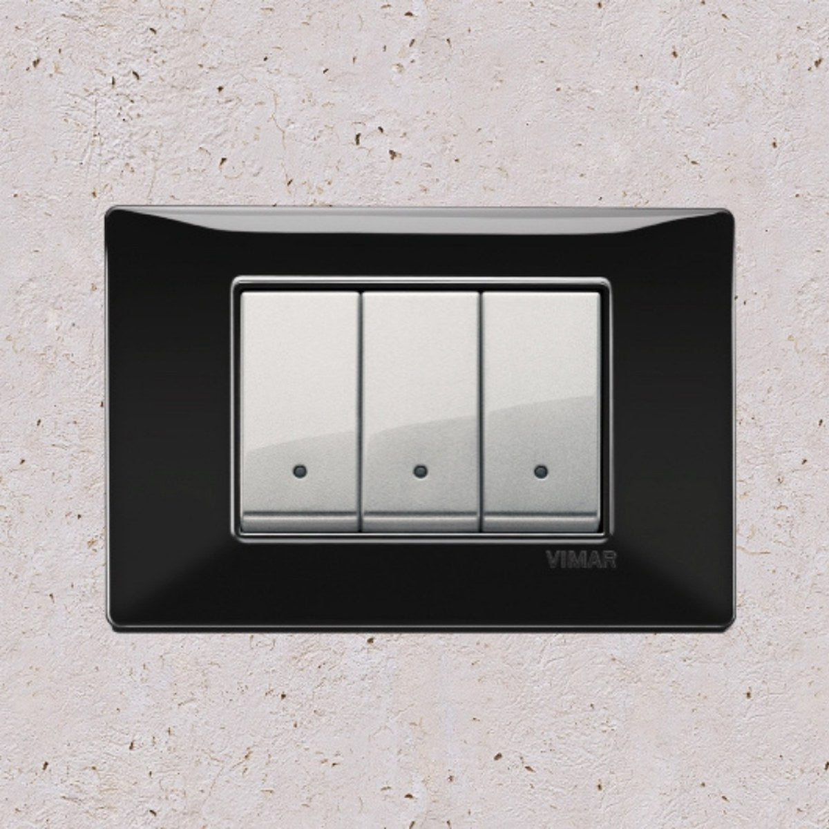 Vimar Plana Plastic 3 Gang Switch - Black - 16A - PHOTO 1