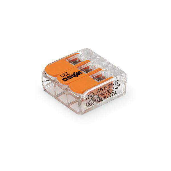 Wago 221-413 Compact Connector 3 Way - Low Profile with Lever - PHOTO 2