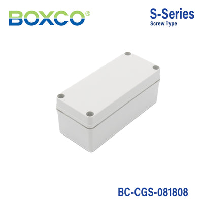 Boxco S-Series 80x180x85mm Plastic Enclosure, IP67, IK08, PC, Grey Cover, Screw Type