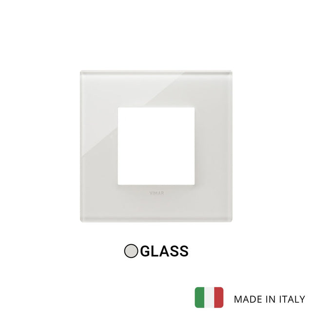 Vimar Eikon Plate 2M Glass Cream White - Square